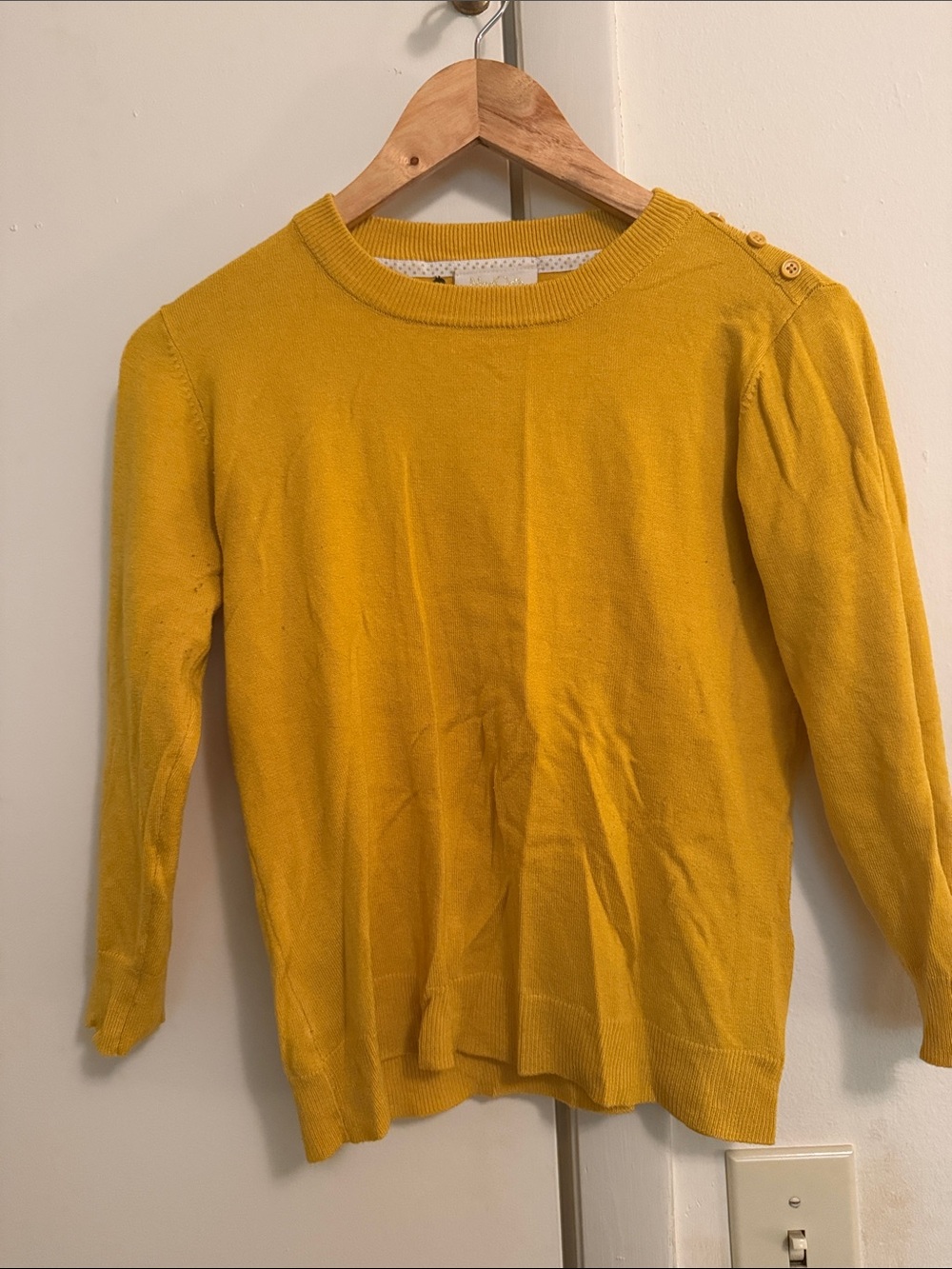Women’s Mustard Yellow Knit Button-Shoulder Sweater